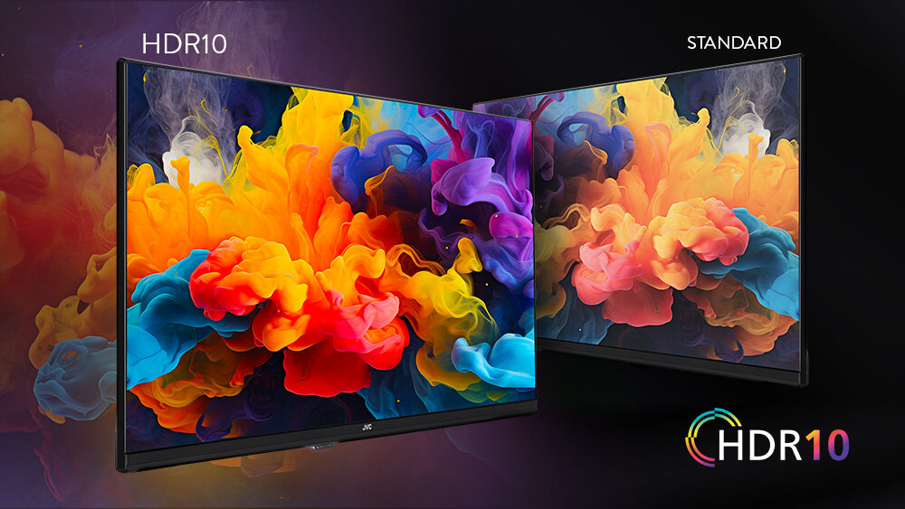 Telewizor JVC LT-40VDF5400 - Wysoka rozdzielczość z HDR10, dwa ekrany telewizora, jeden wyświetlający technologię hdr10, drugi standardowy obraz