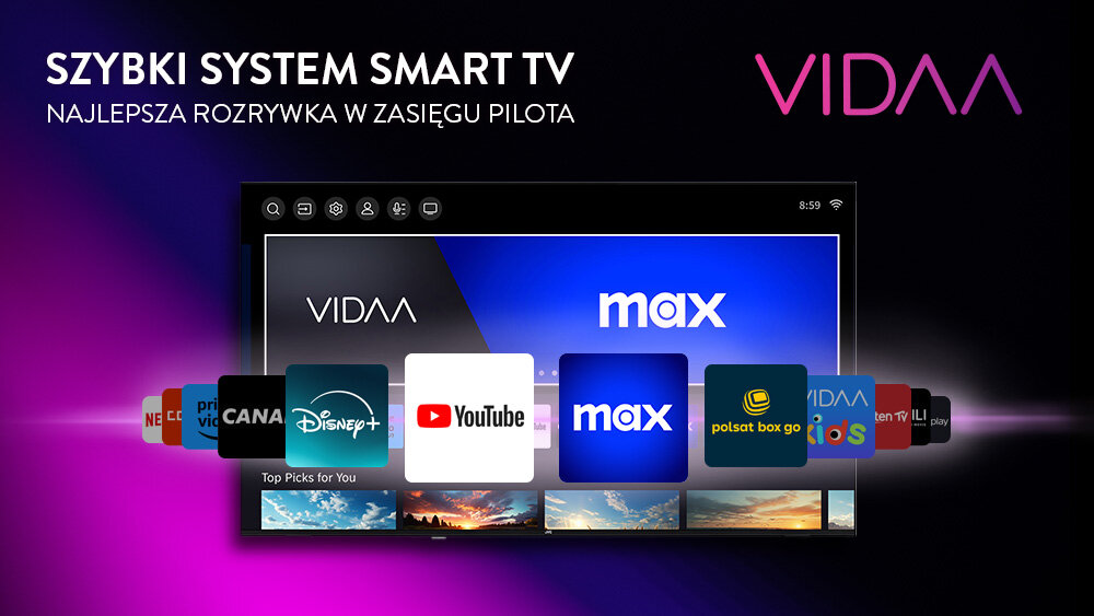 Telewizor JVC LT-50VD3500 - Pełen aplikacji system VIDAA, system smart tv pokazujący zainstalowane aplikacje>
</div>
</div>
</div>
<div class=