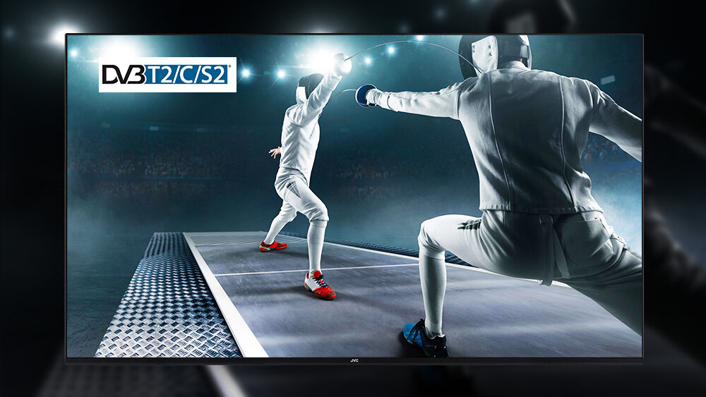 Telewizor JVC LT-43VD3500 - Tuner DVB-T2/C/S2, telewizor wyświetlający turniej szermierki