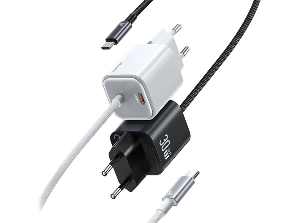 Ładowarka sieciowa USAMS CC264 GaN 30 W Czarny
ładowarki z kablami na białym tle
czas ładowanie zintegrowany kabel 1,2 m urządzenie port moc 30 W port USB-C Apple, Samsung, Xiaomi laptopy tablety smartfony