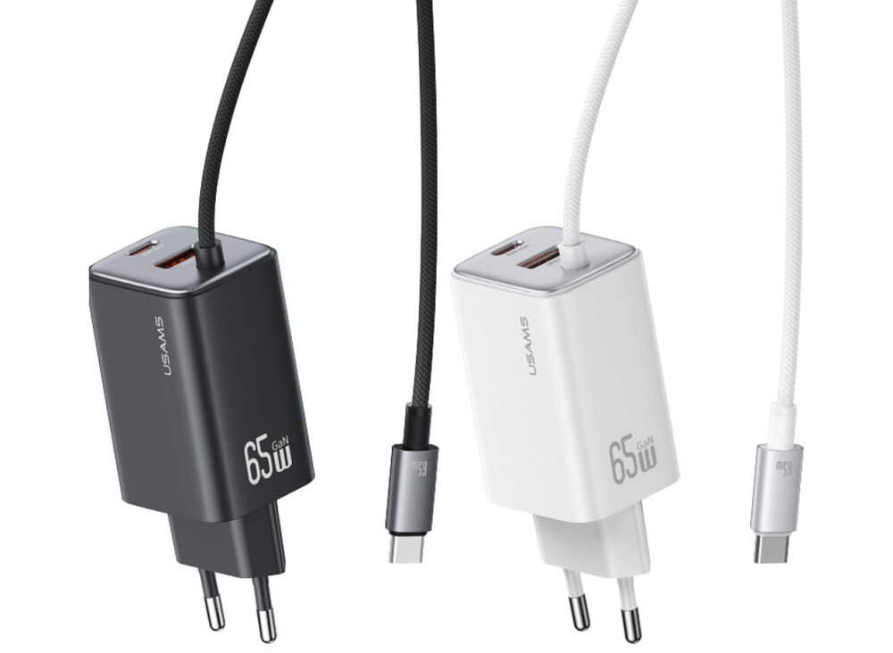 Ładowarka sieciowa USAMS CC266 GaN 65 W Biały
ładowarki z długimi kablami na białym tle
gan technologia wydajne sprawne ładowania ograniczone emitowanie ciepła wymiary (34 x 34 x 40 mm) wygoda dom podróż