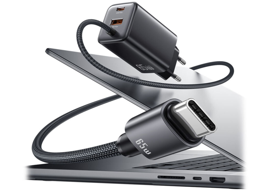Ładowarka sieciowa USAMS CC266 GaN 65 W Biały
ładowarka z kablem przechodzącym przez laptopa na białym tle
czas ładowanie zintegrowany kabel 1,2 m urządzenie port moc 65 W port USB-C port USB-A Apple, Samsung, Xiaomi laptopy tablety smartfony