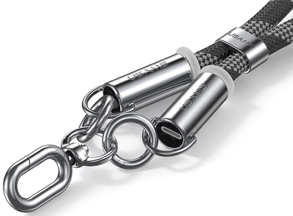 Smycz do telefonu z kablem do ładowania USB-C - Lightning USAMS SJ746 smycz, kabel w jednym, widok smyczy i zapiecia