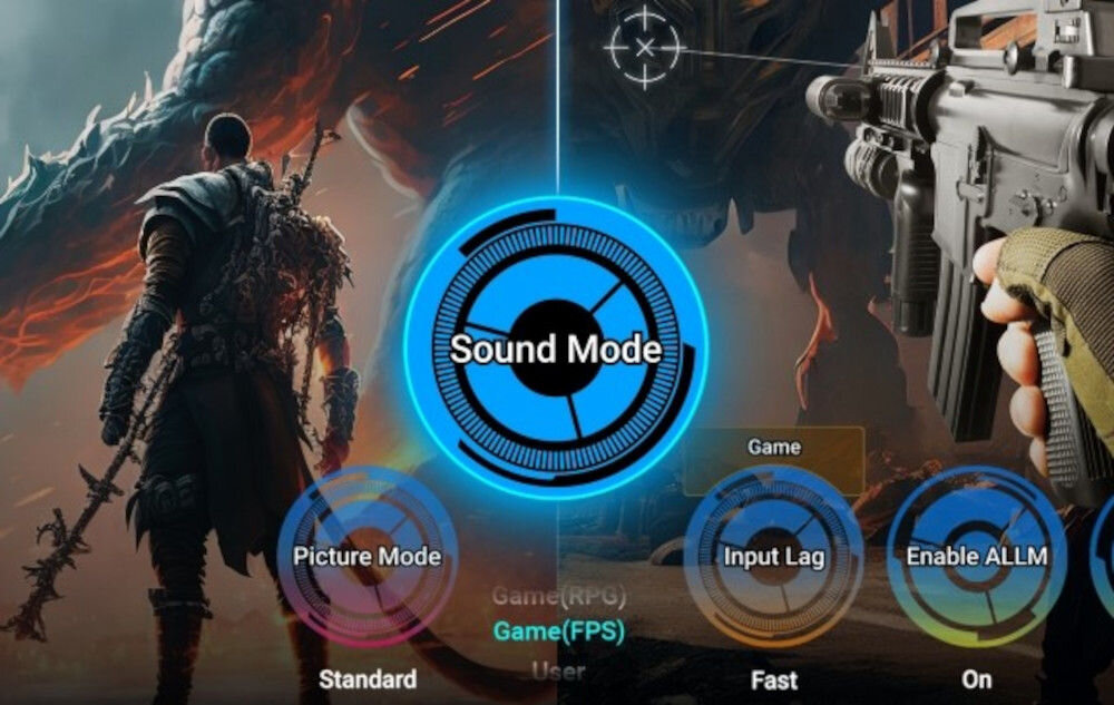 Telewizor PANASONIC TV77Z93AEG tryb dźwięku gry RPG FPS przewaga, tryb gry, kadr z gry