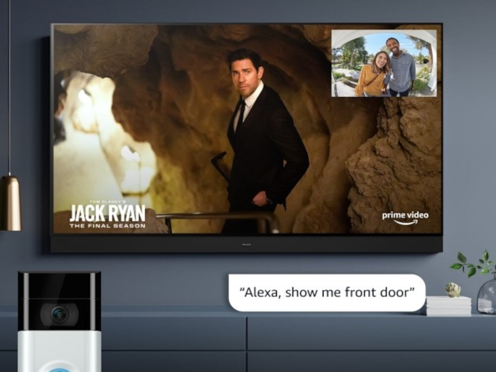 Telewizor PANASONIC TV77Z93AEG centrum inteligentny dom kamery sterowanie, telewizor zawieszony na ścianie, urzadzenie smart home