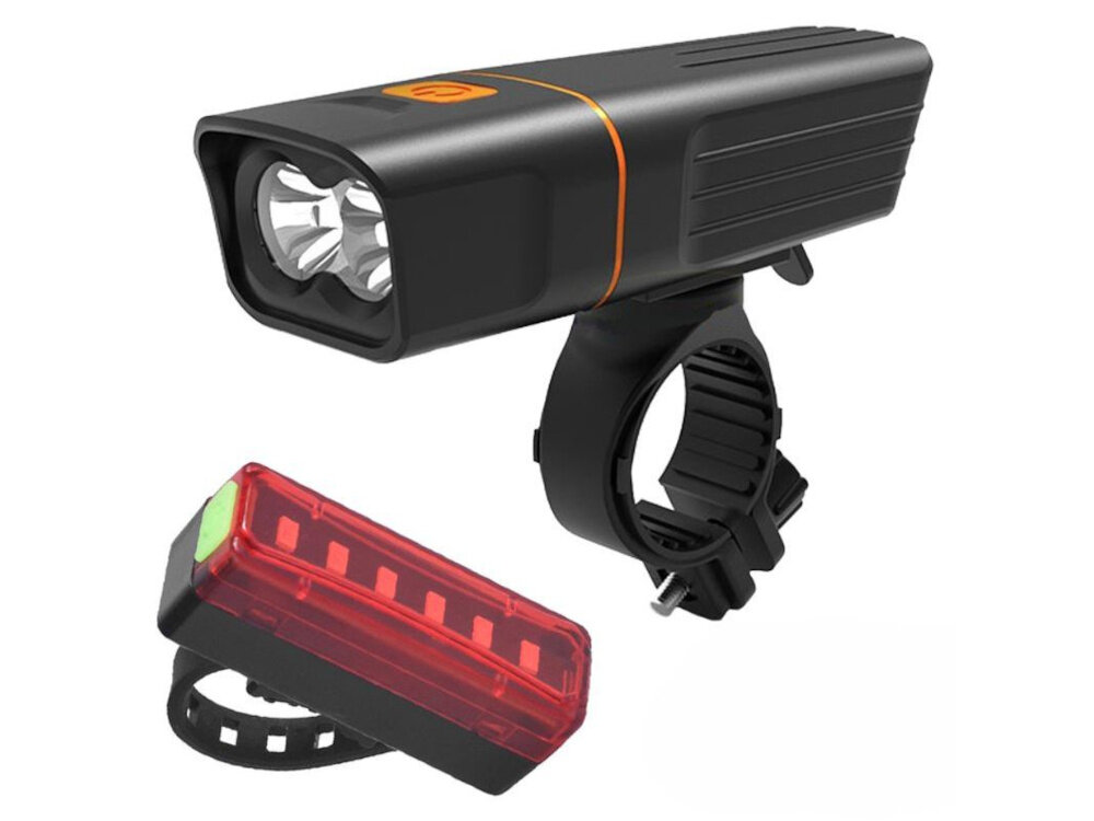 Zestaw lampek rowerowych EXTRALINK 08329 białe tło przednia i tylna lampka z przednim i tylnym światłem pełne oświetlenie zwiększa Twoją widoczność bezpieczeństwo jazdy