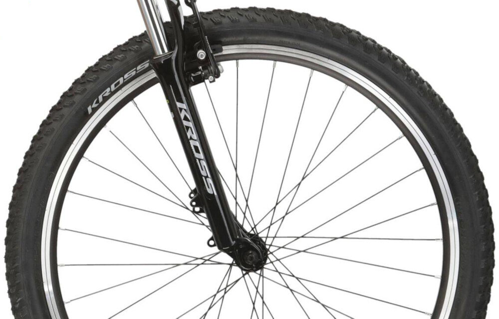 Rower górski MTB KROSS Hexagon 1.0 M17 26 cali męski Pomarańczowo-zielony zbliżenie na oponę rozmiar koła 26 cali łatwe pokonywanie przeszkód duży kontakt koła z podłożem szerokie opony marki WANDA dobra przyczepność aluminiowe obręcze zachowanie regularnego kształtu kół stabilne trzymanie opony bezpieczna i komfortowa jazda regularne sprawdzanie ciśnienia powietrza wartość na bocznej części opony