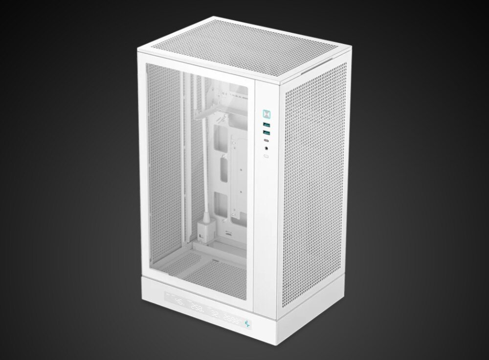 Obudowa DEEPCOOL CH270 Digital WH obudowa komputerowa typu tower o pionowej orientacji z przeszklonym bokiem i cyfrowym wyświetlaczem u podstawy