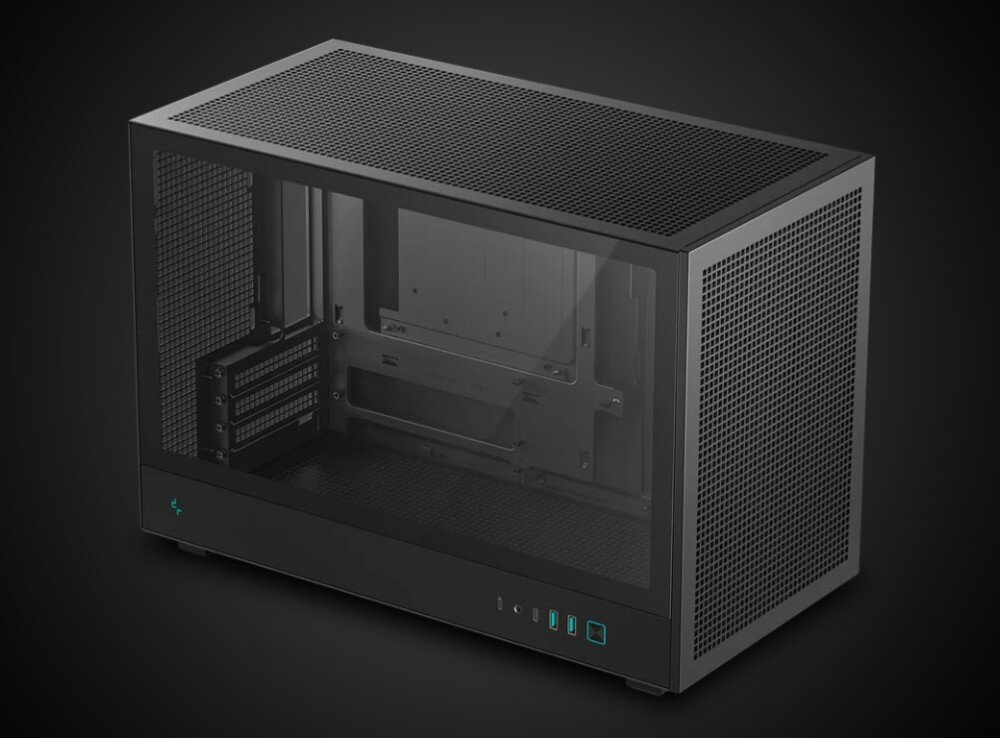 Obudowa DEEPCOOL CH260 czarna obudowa komputerowa o konstrukcji micro tower z przeszklonym panelem bocznym i perforowaną górną oraz frontową ścianką
