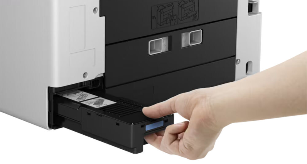 Urządzenie wielofunkcyjne CANON Maxify GX5540 Druk w kolorze, Automatyczny druk dwustronny, Wi-Fi prezentacja wymiany kasety w drukarce białe tło diodowy pasek stanu półprzezroczysta taca odbiorcza opcja samodzielnej wymiany kasety płynne zarządzanie urządzeniem