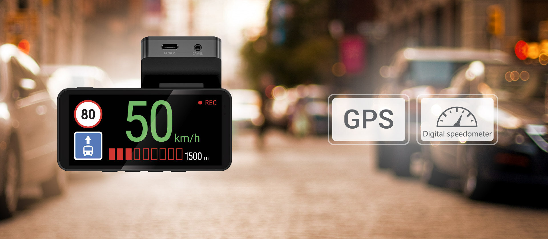NAVITEL R87 GPS Wbudowany moduł GPS prędkość ostrzega przed fotoradarami ograniczeniami Baza danych jest regularnie aktualizowana