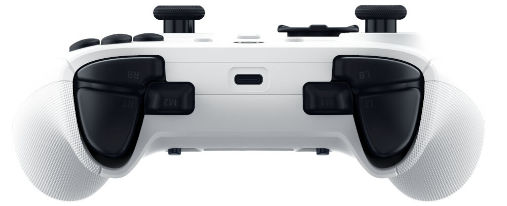 Kontroler RAZER Wolverine V3 Tournament Edition Biały prezentacja pada od strony portu USB-C na białym tle Xbox S/X PC przewodowe połączenie minimalizacja opóźnień szybka reakcja kontrola precyzja