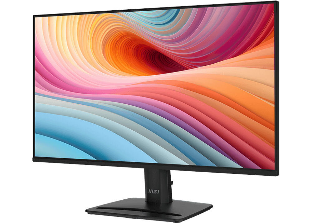 Monitor MSI Pro MP251 E2 24.5 cala 1920x1080px IPS 120Hz 1 ms [MPRT] prezentacja monitora na białym tle elegancki design wymiary stabilność podstawa stabilność