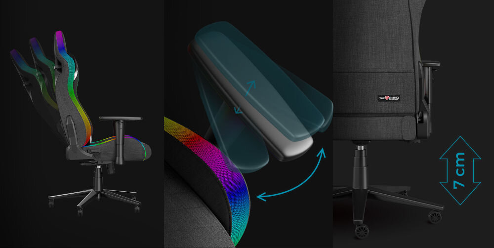 Fotel GENESIS Trit 660 RGB Szary wizualizacja regulacji podłokietników wysokości pochylenia opracia pełna regulacja dopasowanie indywidualne