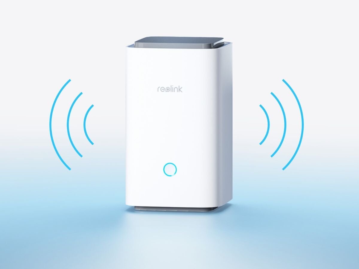 Centrala REOLINK Home Hub 1 - Szybkie połącznie z Wi-Fi 6, hub na białoniebieskim tle