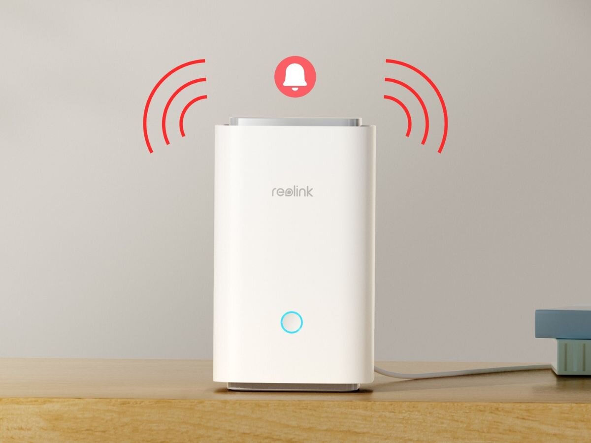 Centrala REOLINK Home Hub 1 - Dostosuj zintegrowane syreny, hub stojący na komodzie