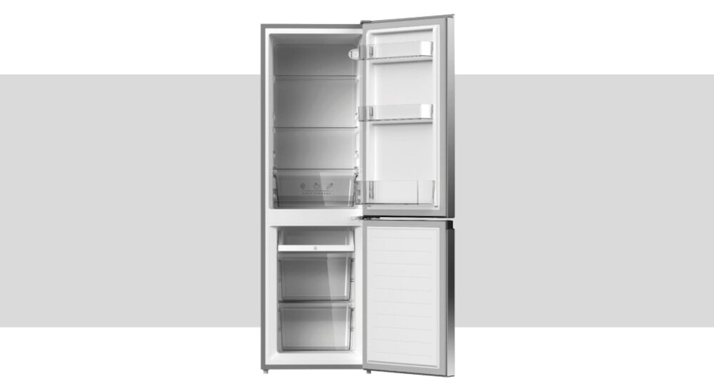 LODÓWKA ETA 275590010E wizualizacja wnętrze otwarta front pusta półki szuflady bez zawartości LOW FROST bezszronowa zamrażarka rzadsze rozmrażanie regulacja temperatury mechaniczna regulacja termostat chłodzenie podświetlenie LED oświetlenie wnętrza równomierne światło przechowywanie żywności