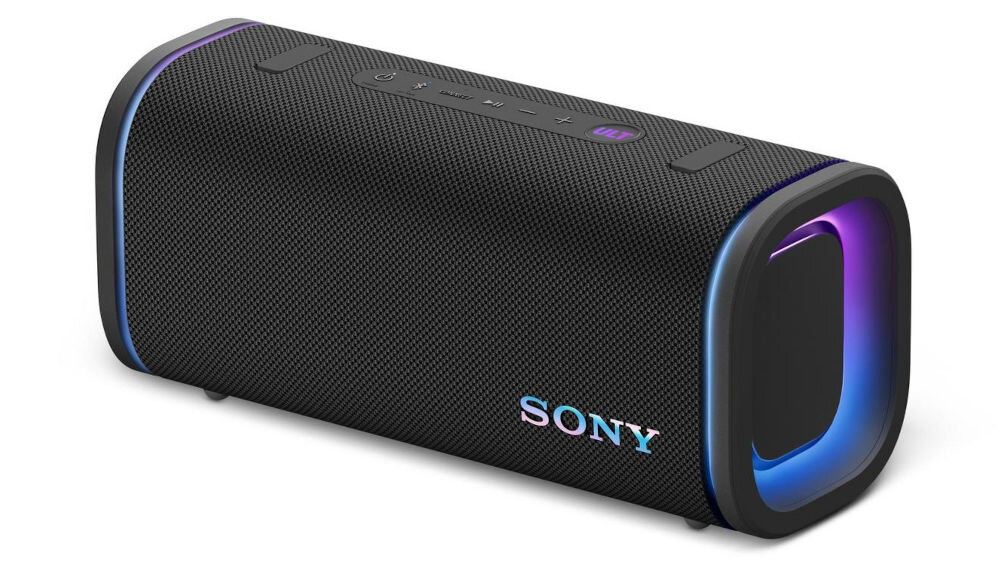 Głośnik mobilny SONY ULT Field 5 głośnik na białym tle głośnik niskotonowy szerokopasmowy głośnik wysokotonowy podwójne membrany bierne 10-pasmowy korektor apliakcja Sony | Sound Connect