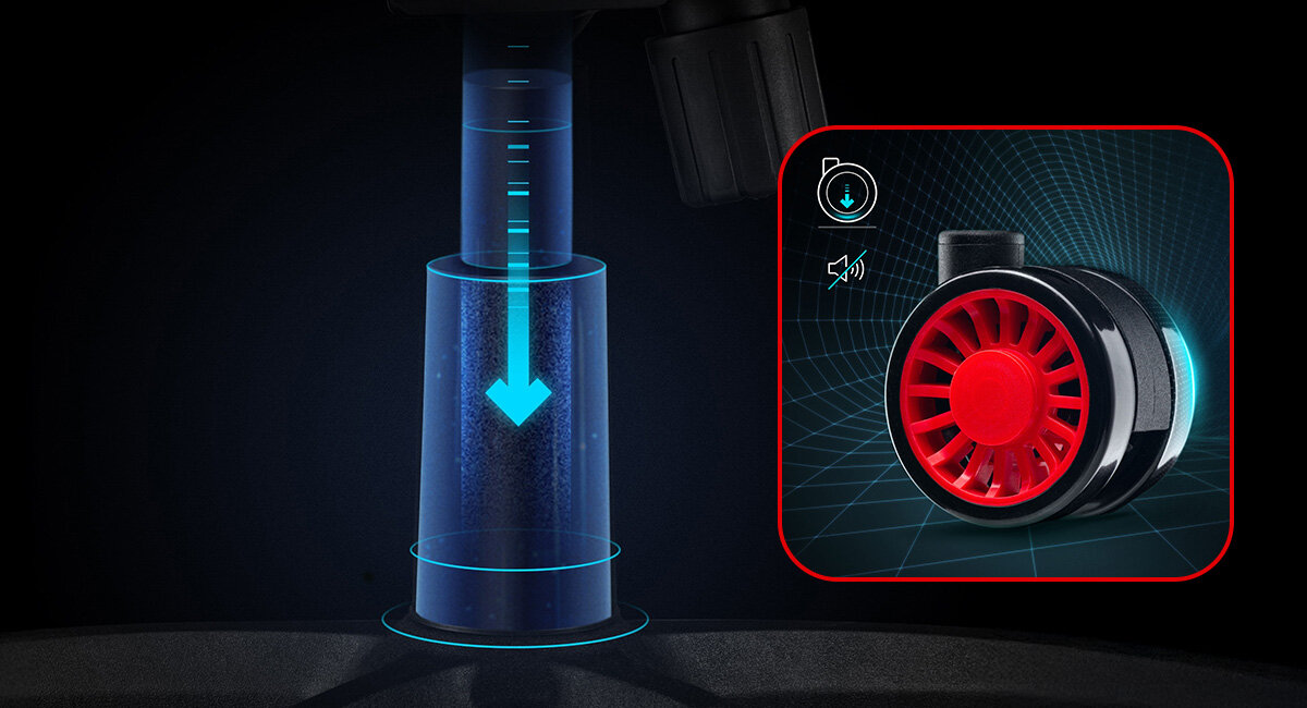 DIABLO CHAIRS X-One 2.0 Small mocną pięcioramienną podstawę kółka PFC™ 360 płynne poruszanie się po różnych powierzchniach kauczukowa powłoka - fotel od boku, pochył