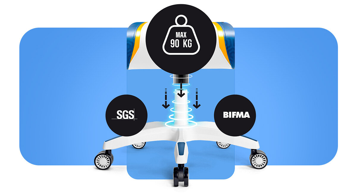 DIABLO CHAIRS X-One 2.0 Small mocną pięcioramienną podstawę kółka PFC™ 360 płynne poruszanie się po różnych powierzchniach kauczukowa powłoka - fotel od boku, pochył