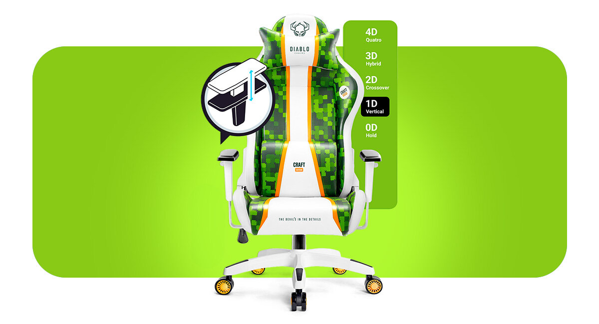 DIABLO CHAIRS X-One 2.0 Small Wyprofilowane i miękkie podłokietniki regulacją w płaszczyźnie góra-dół przedramiona i barki - fotel od przodu, funkcja podłokietników