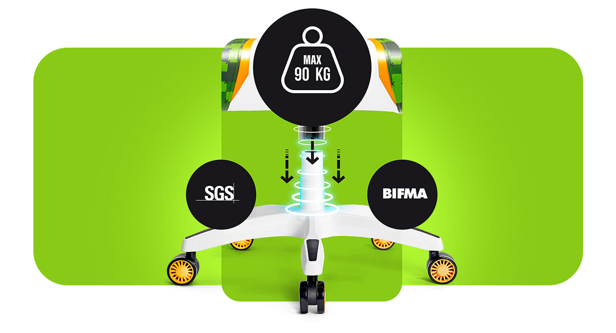 DIABLO CHAIRS X-One 2.0 Small mocną pięcioramienną podstawę kółka PFC™ 360 płynne poruszanie się po różnych powierzchniach kauczukowa powłoka - fotel od boku, pochył