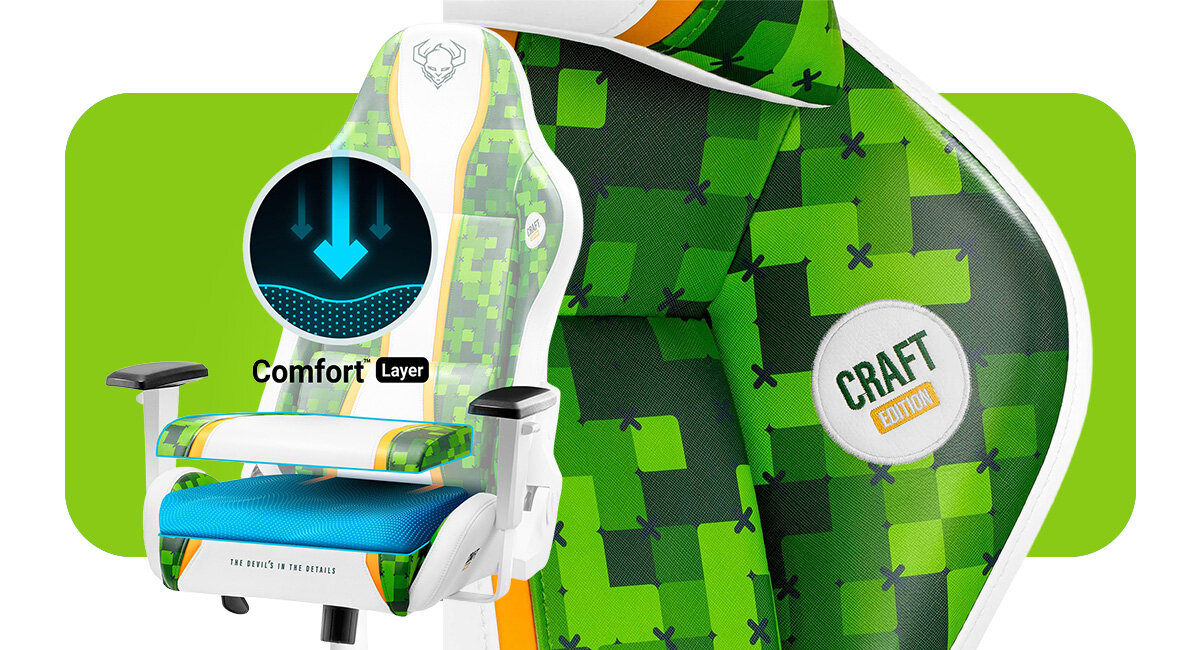 DIABLO CHAIRS X-One 2.0 Small Craft Edition bieli zielenią pomarańczą - fotel od przodu