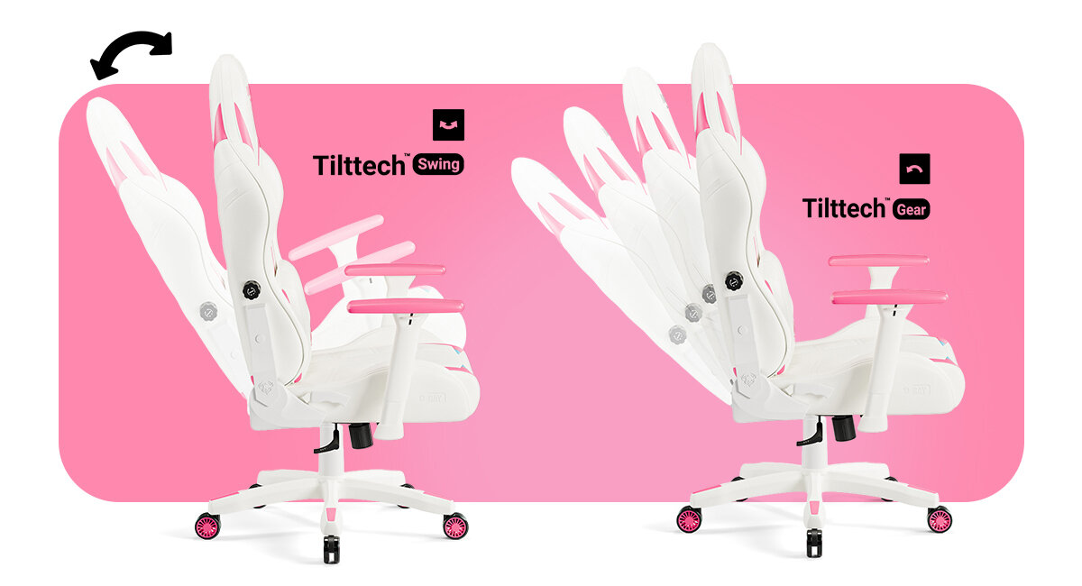 DIABLO CHAIRS X-Ray 2.0 Tilttech™ Lift Tilttech™ Gear nachylenie oparcia Tilttech™ Swing - fotel od boku, przedstawiona regulacja fotela