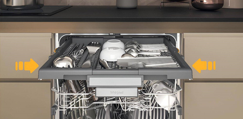 WHIRLPOOL W7I HT58 T szuflada flexi sztućce filiżanki akcesoria elastyczny kosz zmywanie tace