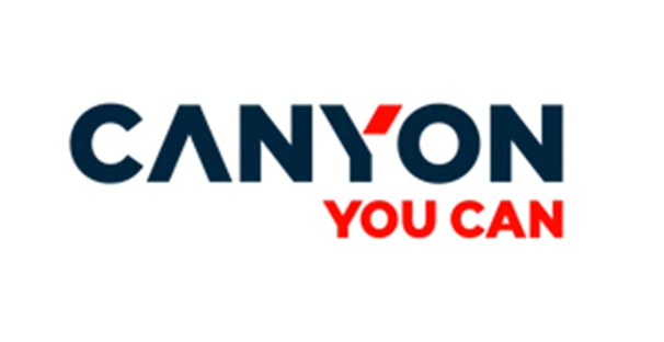 Logo z napisem \'CANYON YOU CAN\' w kolorach czarnym i czerwonym.