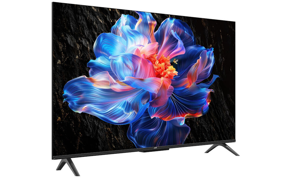 Telewizor TCL 75V6C - HDR, kolory, kontrast, telewizor na białym tle po skosie