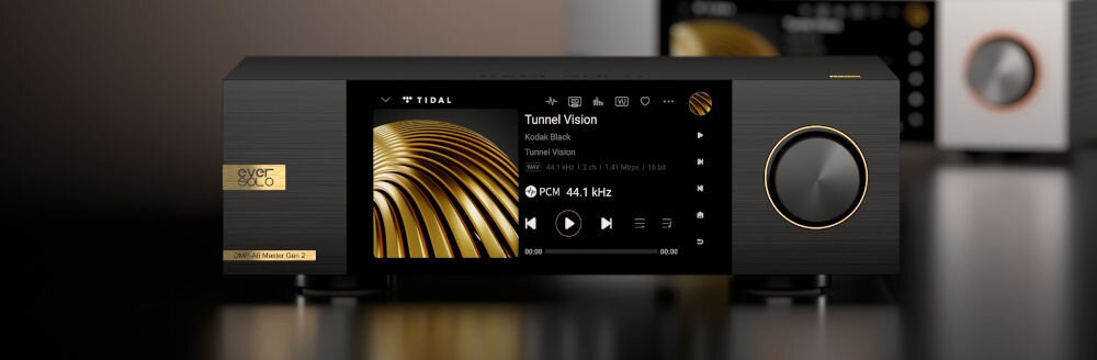 Streamer odtwarzacz sieciowy EVERSOLO DMP-A6 Master Edition Gen 2 - Streamer muzyki Hi-Fi, Streamer od frontu POSTAWIONY NA BLACIE