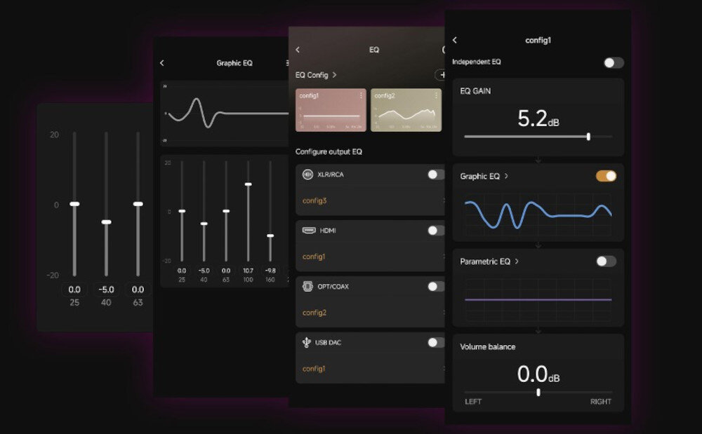 Streamer odtwarzacz sieciowy EVERSOLO DMP-A6 Master Edition Gen 2 - 10-pasmowy korektor, screeny korektora dźwiękowego