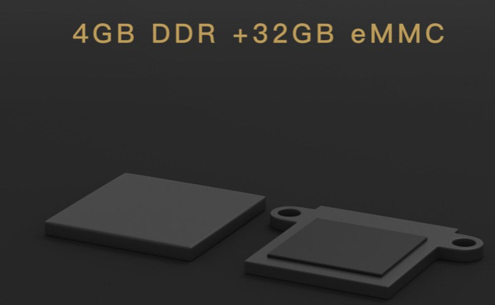 Streamer odtwarzacz sieciowy EVERSOLO DMP-A6 Master Edition Gen 2 -  Pamięć 4 GB DDR i 32 GB eMMC, zdjęcie pamięci urządzenia na czarnym tle