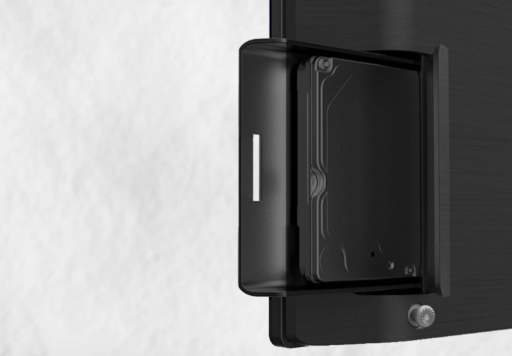 Komputer MSI Modern AM272P 1M-848EU Boczna krawędź obudowy monitora z wysuwaną kieszenią na dodatkowy dysk twardy, kieszeń na dysk, rozbudowa