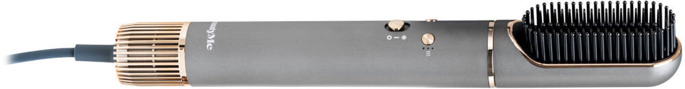 Suszarko-lokówka BEAUTYME AS950 Zbliżenie na przyciski sterujące suszarko-lokówki: dwa kierunki obrotu szczotki (lewo/prawo) oraz suwak z trzema stopniami regulacji temperatury i nawiewu, w tym opcja chłodnego powietrza.