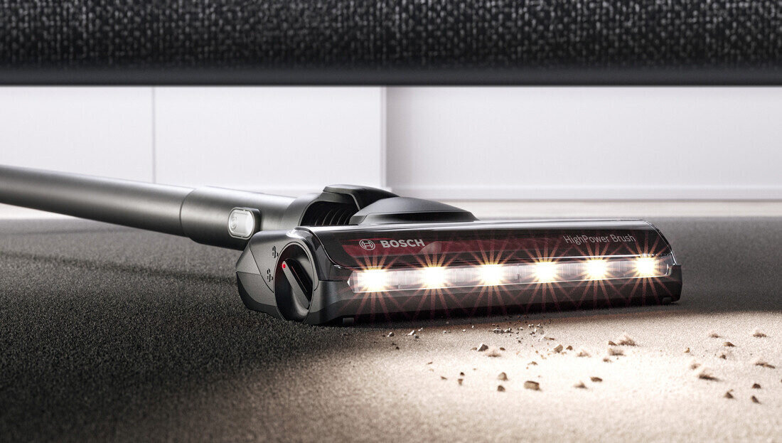 Odkurzacz BOSCH Unlimited 8 BCS8215HYG Elektroszczotka AllFloor HighPower Brush z podświetleniem LED – Maksymalna elastyczność, doskonałe rezultaty odkurzania, oświetlenie podłogowe LED oświetla powierzchnię podłogi wydajność i cicha praca
