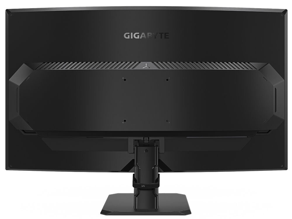Monitor GIGABYTE GS32QCA 31.5 cala 2560x1440px 180Hz 1 ms [MPRT] Curved prezentacja tylnej obudowy monitora na białym tle standard VESA 100 mm montaż na uchwytach ściennych lub ramionach