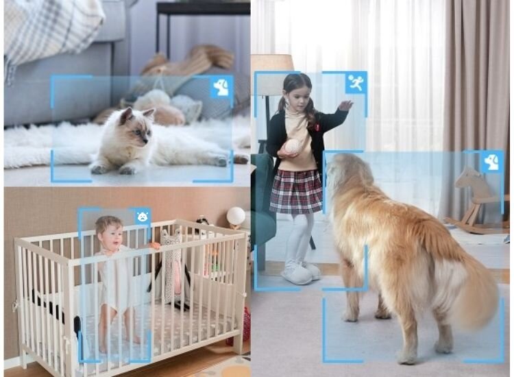 Reolink E330 technologia wykrywania automatycznie identyfikuje osoby zwierzęta płacz dziecka powiadomienia szybką reakcję precyzyjną kontrolę
