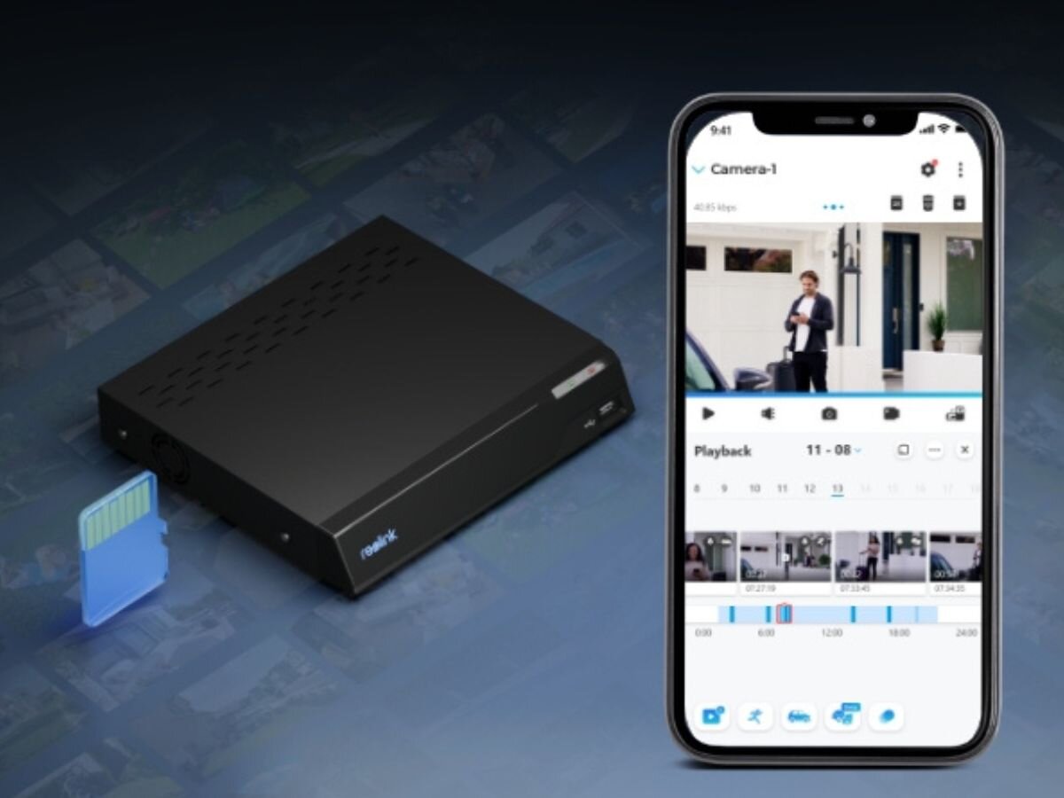 Reolink E330 ciągłe nagrywanie trybie zaplanowanym wyzwalanym ruchem microSD rejestratorze Reolink NVS tworzenia kopii zapasowych FTP, NAS chmurę Reolink Home Hub Reolink systemem monitoringu