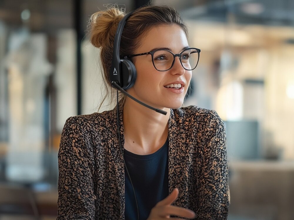 Słuchawki nauszne CREATIVE HS-230
                kobieta w słuchawkach podczas rozmowy