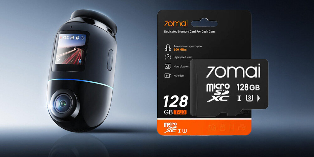 Wideorejestrator 70MAI X800 4K Omni Czarny + Karta 70MAI SD 128 GB - Wysoka jakość rejestracji, wideorejestrator z kartą microSD
