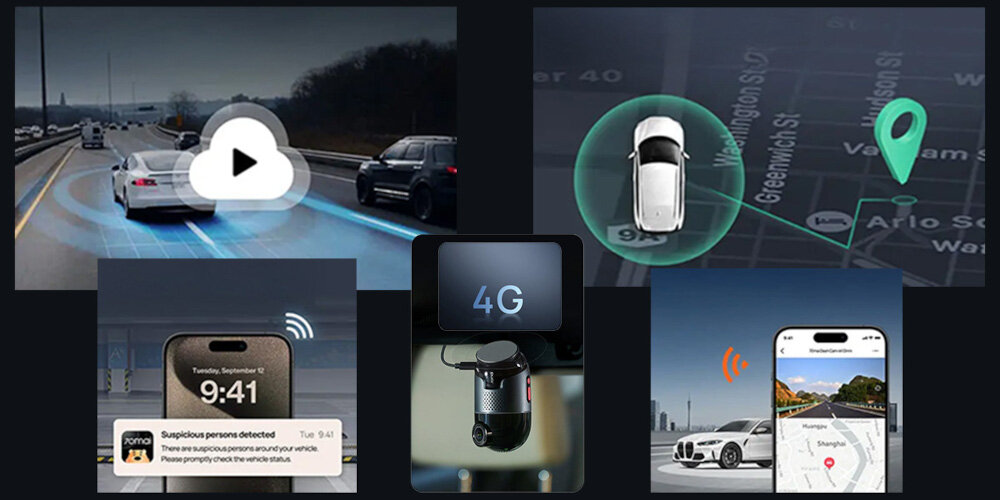 Wideorejestrator 70MAI X800 4K Omni Czarny + Karta 70MAI SD 128 GB - Ochrona podczas postoju, smartfon z aplikacją mocilną, lokalizacja auta, dane zapisywane w chmurze