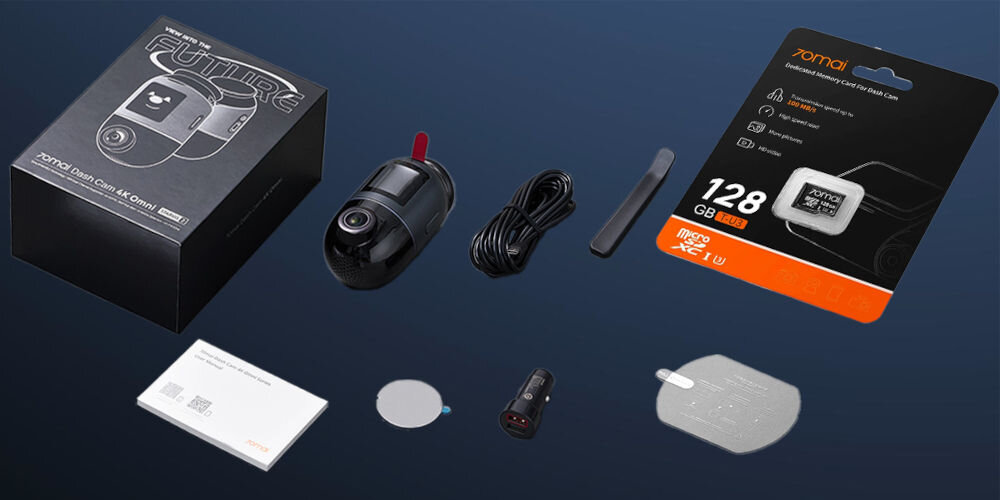 Wideorejestrator 70MAI X800 4K Omni Czarny + Karta 70MAI SD 128 GB - zestaw