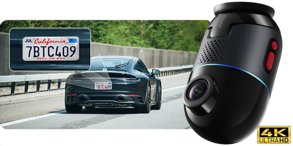 Wideorejestrator 70MAI X800 4K Omni Set Czarny + Karta 70MAI SD 128 GB - Profesjonalne nagrania, Wideorejestrator z możliwością wykrycia tablic rejestracyjnych