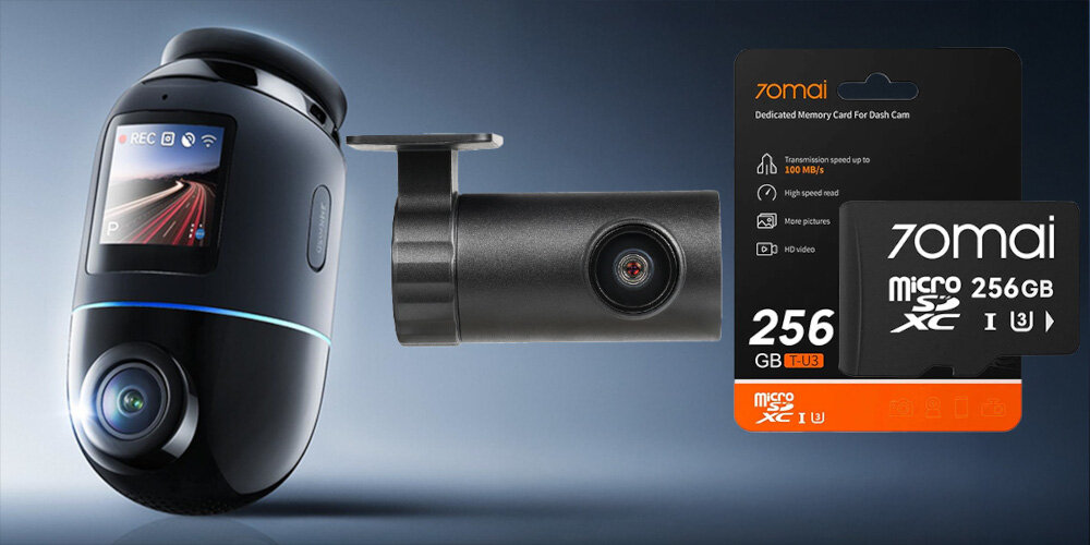 Wideorejestrator 70MAI X800 4K Omni Set Czarny + Karta 70MAI SD 256 GB - Wysoka jakość rejestracji, wideorejestrator z kartą microSD