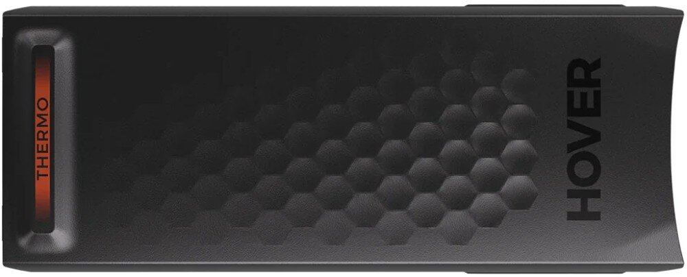 Akumulator HOVERAIR Thermo Smart do X1 Pro / X1 ProMax Widok z góry na czarny, prostokątny przedmiot z fakturą heksagonów i napisem 'HOVER' przy lewej krawędzi