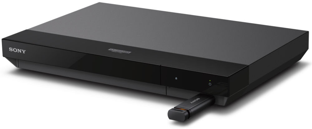 ODTWARZACZ BLU-RAY SONY UBP-X700K 4K CZARNY z podłączonym pendrivem technologia av hdmi koncentryczny SPDIF parowanie z soundbarem prosta obsługa intuicyjny interfejs