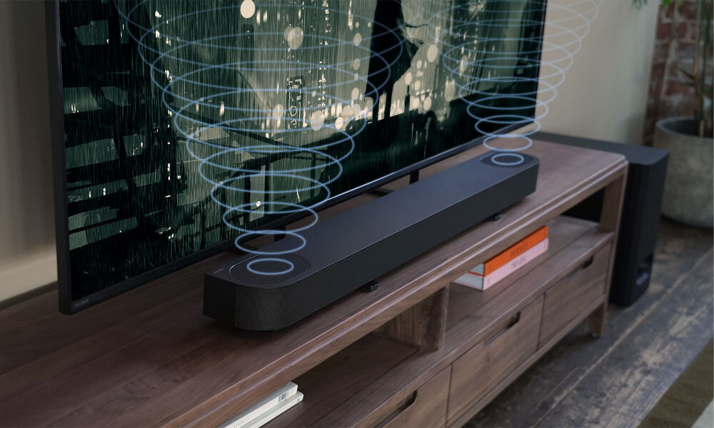 Soundbar SONY HT-BD60 Czarny wizualizacja rozchodzącego się w górę dźwięku realistyczny dźwięk potężne basy kinowa atmosfera dopasowanie telewizora i soundbaru