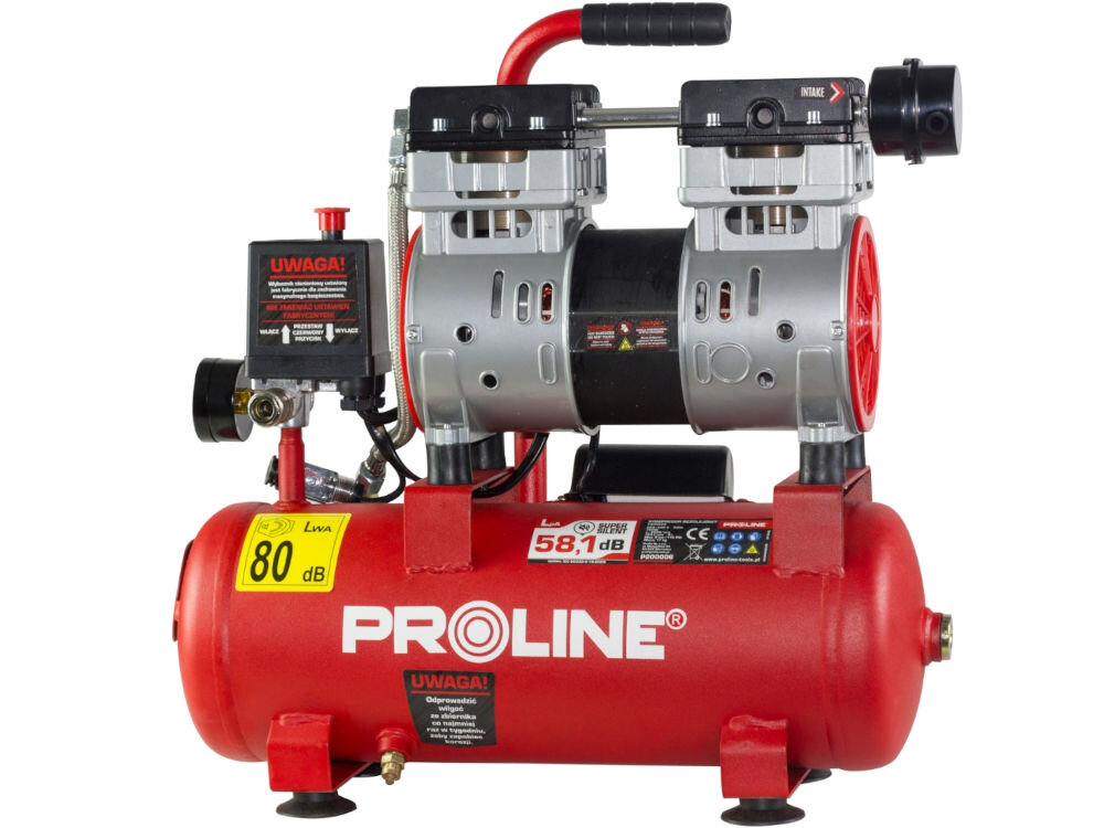 Kompresor bezolejowy PROLINE P200006 Kompresor bezolejowy 750W 8 bar 124 l/min do narzędzi pneumatycznych i pompowania